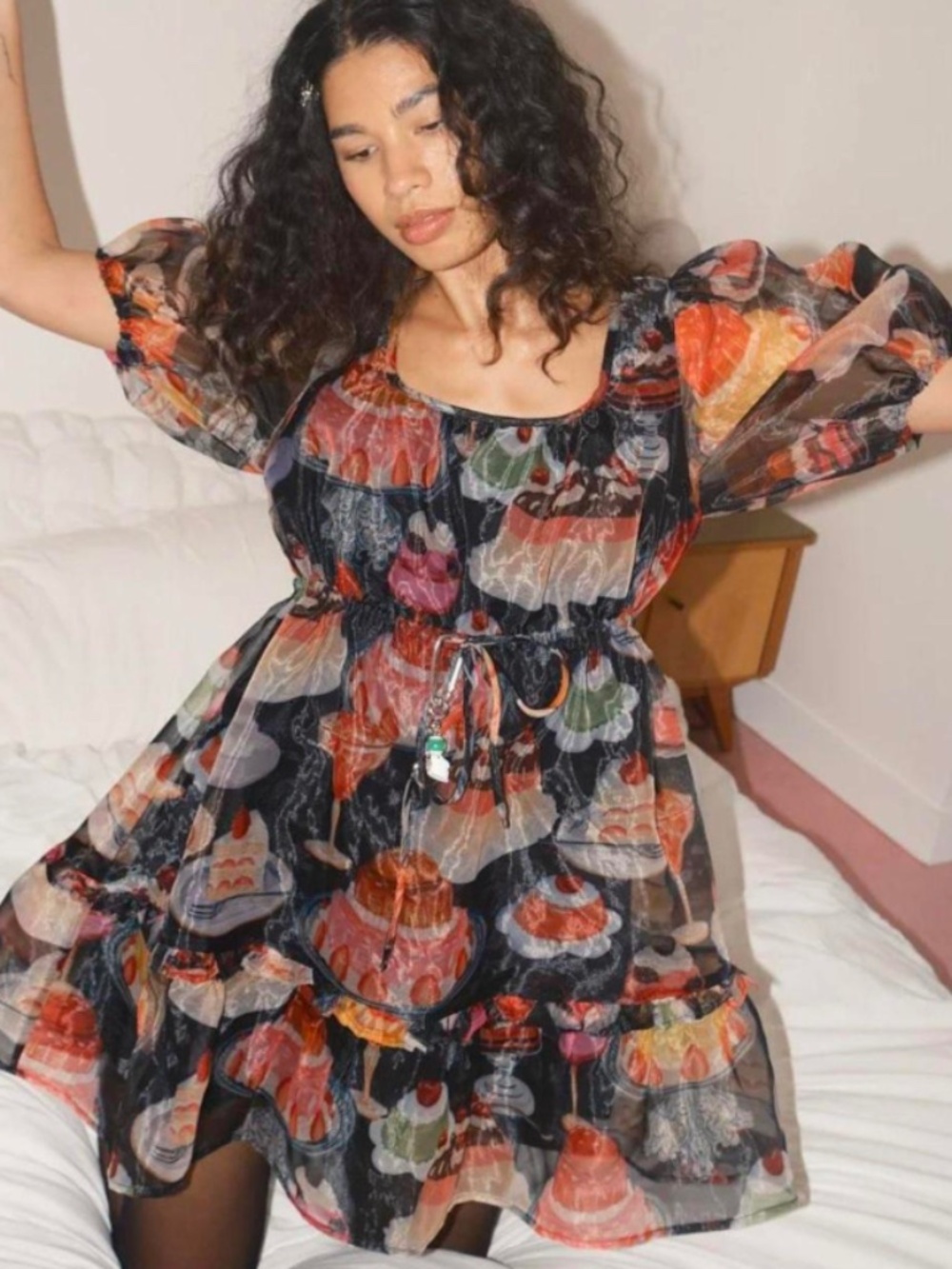 NWT Lisa Says Gah Leila Mini Dress Dessert Table Print | Size M